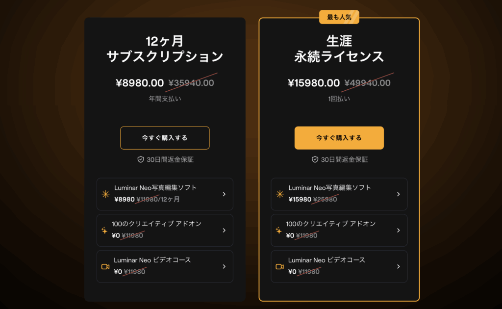 Luminar Neo 料金